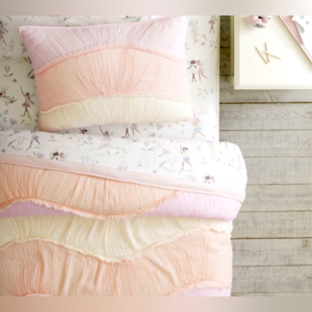 NWT - ORGANIC POTTERY BARN - Talia Fairy Organic Sheet Set - QUEEN